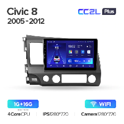 Штатная магнитола Teyes CC2L PLUS для Honda Civic 8 FK FN FD 2005-2012 на Android 8.1 WiFi 1Gb + 16Gb