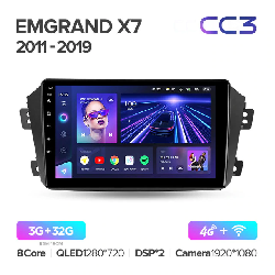 Штатная магнитола Teyes CC3 для Geely Emgrand X7 1 GX7 EX7 2011 - 2019 на Android 10 4G+WiFi 3Gb + 32Gb