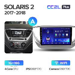 Штатная магнитола Teyes CC2L PLUS для Hyundai Solaris 2 2017-2018 на Android 8.1 A WiFi 1Gb + 16Gb