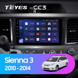 Штатная магнитола Teyes CC3 для Toyota Sienna 3 XL30 2010-2014 на Android 10