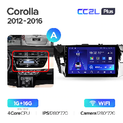 Штатная магнитола Teyes CC2L PLUS для Toyota Corolla XI 2012-2016 на Android 8.1 A WiFi 1Gb + 16Gb