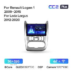 Штатная магнитола Teyes CC2PLUS для Renault Logan/Sandero 1 2010-2014 на Android 10 4G+WiFi 3Gb + 32Gb