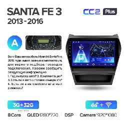 Штатная магнитола Teyes CC2PLUS для Hyundai Santa Fe 3 2013-2016 на Android 10 A 4G+WiFi 3Gb + 32Gb