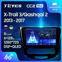 Штатная магнитола Teyes CC2PLUS для Nissan X-Trail 3 T32 2013-2017 на Android 10