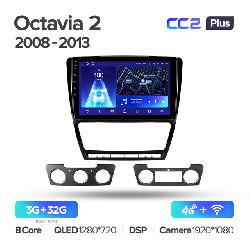 Штатная магнитола Teyes CC2PLUS для Skoda Octavia 2 A5 2008-2013 на Android 10 4G+WiFi 3Gb + 32Gb