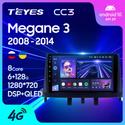 Штатная магнитола Teyes CC3 для Renault Megane 3 2008-2014 на Android 10