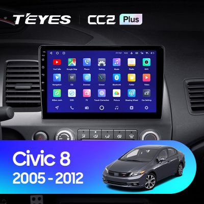 Штатная магнитола Teyes CC2PLUS для Honda Civic 8 FK FN FD 2005-2012 на Android 10