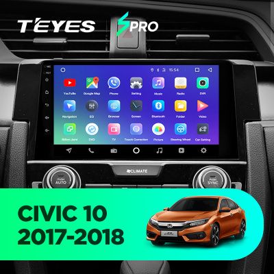 Штатная магнитола Teyes SPRO для Honda Civic 10 FC FK 2017-2018 на Android 8.1