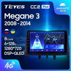 Штатная магнитола Teyes CC2PLUS для Renault Megane 3 2008-2014 на Android 10