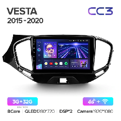 Штатная магнитола Teyes CC3 для LADA Vesta Cross Sport 2015-2019 на Android 10 4G+WiFi 3Gb + 32Gb